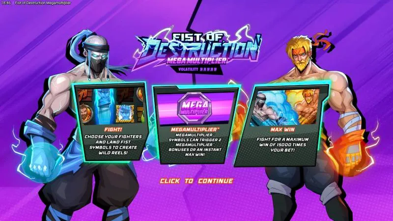 Fist of Destruction Megamultiplier intro: Fight, Megamultiplier and a 15,000x max win